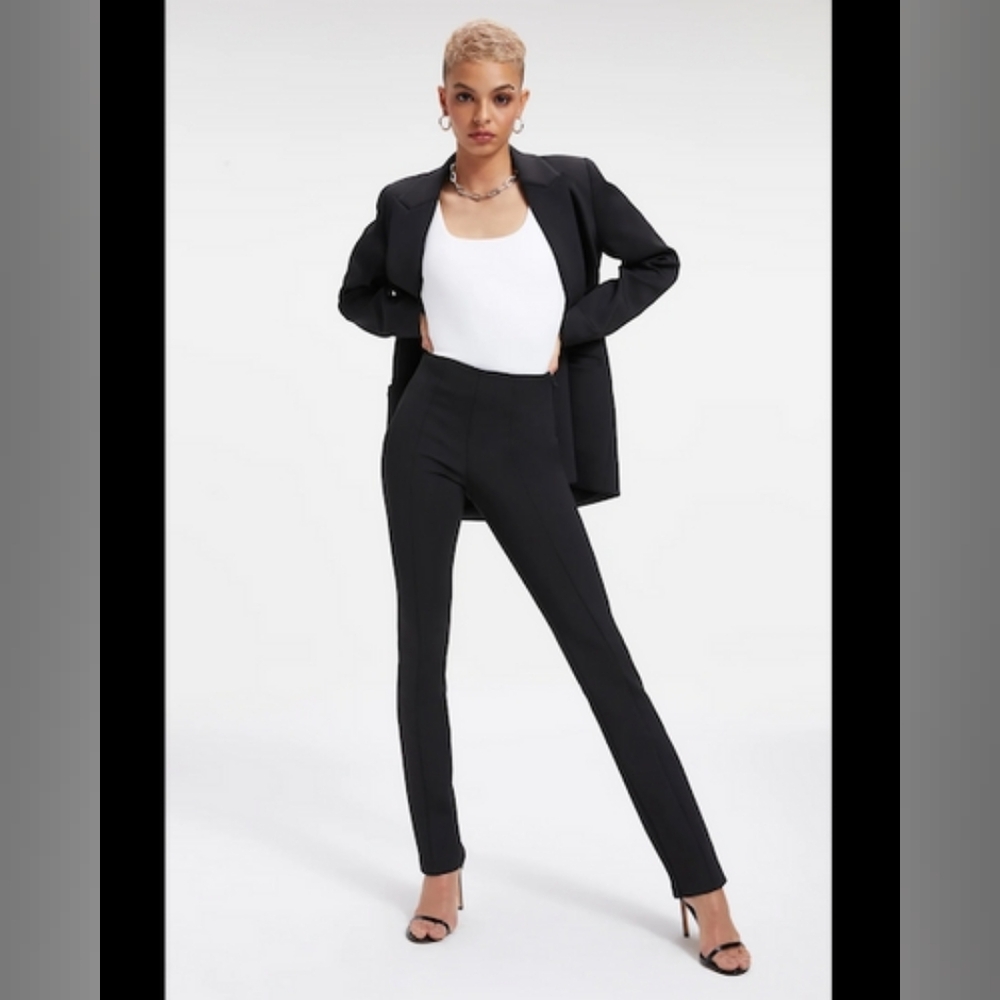 Good American Black High-Waist Skinny Tailored Pants